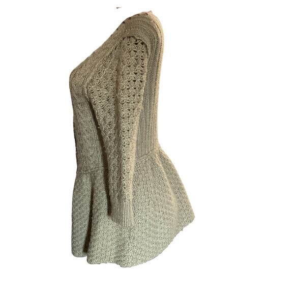 Free People Deep V Peplum Knit Sweater Cardigan in Olive Green - Picture 2 of 6